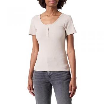 Blouse Courte Col Rond Kitte Gris Coton Adele