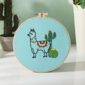 Kit de broderie d'alpaga avec cactus, outils de bricolage pour débutants
