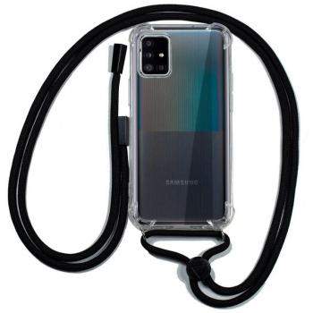 Carcasa Silicona Transparenta con Cuerda Negra para Samsung A51 5G