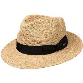 Stetson Jenkins Häkel-Fedora Strohhut Sommerhut Strandhut Sonnenhut Damen/Herren - Made in Italy mit Ripsband Frühling-Sommer - XXL