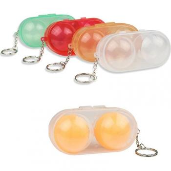 Plastic Table Tennis Ball Holder with Keychain + 2 Ping Pong Balls for Kids and Adults, Fun Exercise Novelty 2022