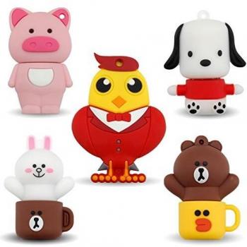 LEIZHAN 5 x 8 GB Silikon‑USB‑Stick mit Tier‑Cartoon-Design, 2.0 Gb/s, Laptop & PC