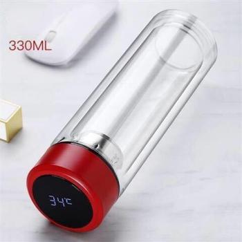 330ml Double Wall Glass Water Bottle with Infuser
