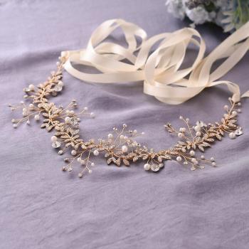 Golden Elegance Bridal Rhinestone Flower Belt
