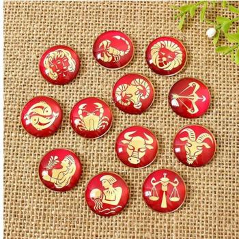 Kreative 12 Sternzeichen: Bunte Glas Oval Cabochons