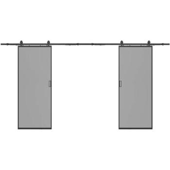 Muri Porte Scorrevoli Doppie 205x73 cm in Alluminio con Vetro Temperato Fumé - Linci II