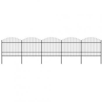 Recinzione Giardino Punta a Lancia (1,5-1,75)x8,5m Acciaio Nera cod mxl 19132