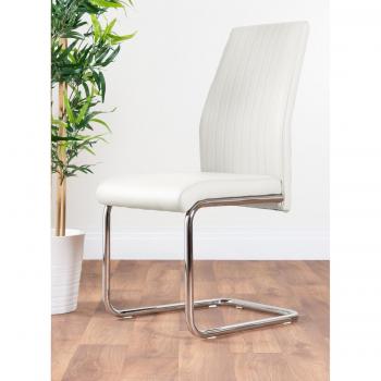 FurnitureboxUK 2x Lorenzo Faux Leather Chrome Cantilever Dining Chairs