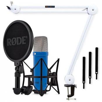 RØDE NT1 Signature Mikrofon Cobalt Blau mit Gelenkarm Weiß