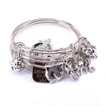 5pcs Starfish Dolphin Turtle Bangle Set for Women and Girls