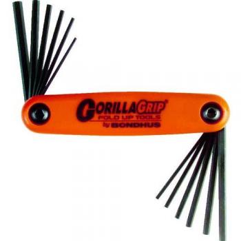 Bondhus 12550 GorillaGrip Hex Keys – 12-Count Foldable Set (5/64–5/32, 1.5–5mm)