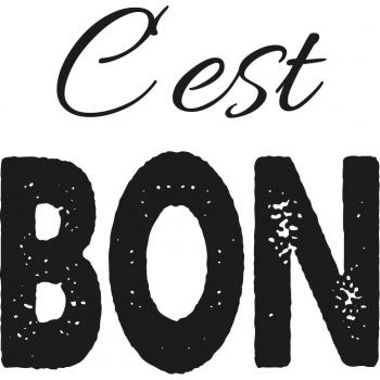 QUEENCE “C’est Bon” – Schwarz‑Weiß Kunstleinwand 60 × 90 cm