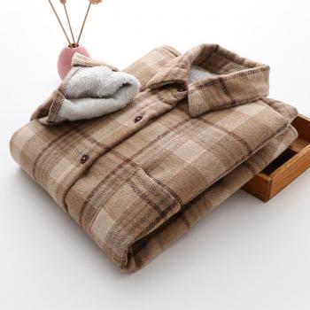 Winter Warm Velvet Plaid Blouses for Women