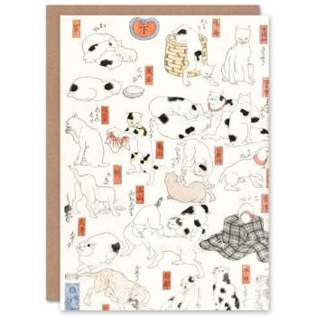 White Cat Ukiyo‑E Art Card by Artery8 featuring Utagawa Kuniyoshi