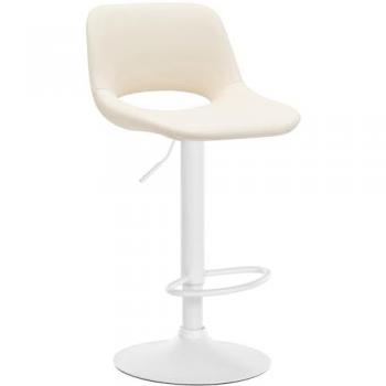 Taburete de Barra Camden Polipiel Crema y Metal Mate Blanco