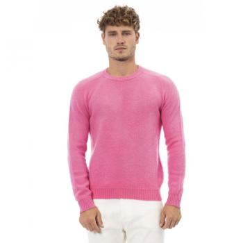 Suéter de Cuello Redondo Monocolor Rosa para Hombre Alpha Studio Talla L Otoño/Invierno