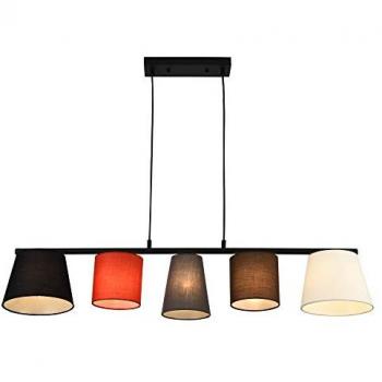 Suspension Luminaire Métal Abat-jour Textile Multicolore 5 x E14 150 x 105 x 20 cm