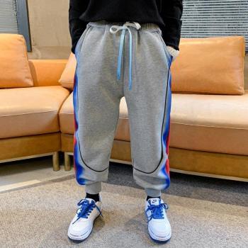 Boys' Black and Grey Casual Cotton Trousers for Spring and Autumn, Sport Pants for Ages 5-14