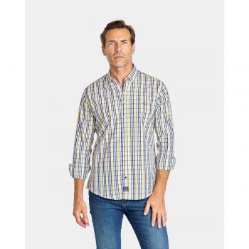 CAMISA DE HOMBRE POPELIN REGULAR CUADROS MULTICOLOR
