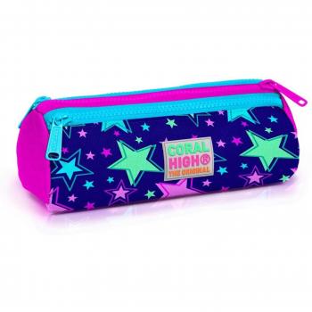 Coral High Three-Compartment Pencil Bag for Kids