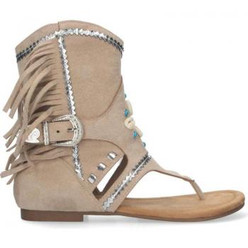 Sandalias planas tipo esclava con flecos de PuntoSalao en color apricot