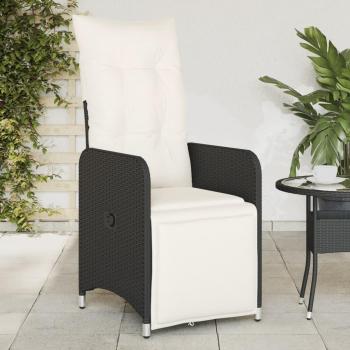 VidaXL Gartenstuhl mit Kissen Verstellbar Schwarz Poly Rattan