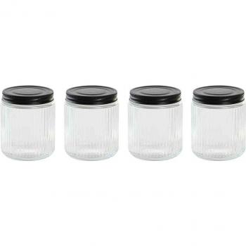 Set de 4 Botes de Almacenamiento de Cristal - 560ml