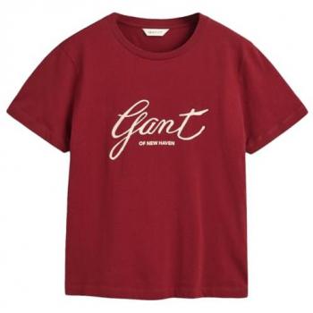 Gant Maglietta Corto Reg Script Plumped Rosso M