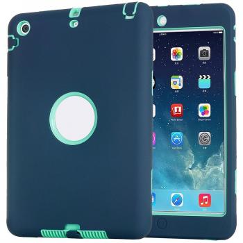 TKOOFN PC + Silicona Híbrido Funda Carcasa Cubierta Caso Multicolor diseñdo para Apple iPad Mini 1/2/3 + Forro de Limpieza + Protector de Pantalla + Stylus - A Prueba de Golpes