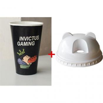 Pack de 50 Tazas de Papel Negras de 500ml con Tapas para Café y Té