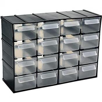 Tecnomat CASSETTIERA ART PLAST 16 CASSETTI TRASPARENTI, misure: 221x156x85 mm (LxPxH)