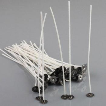 30Pcs 4 Inch Long Pre Waxed Candle Wicks with Sustainers