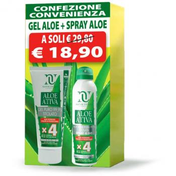 Natur unique confezione convenienza gel aloe 200ml + spray aloe corpo 150ml