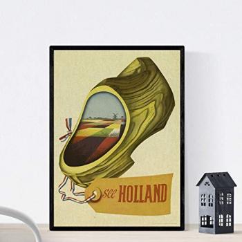 Cartel Vintage Europa Viaje a Holanda Sin Marco - A4