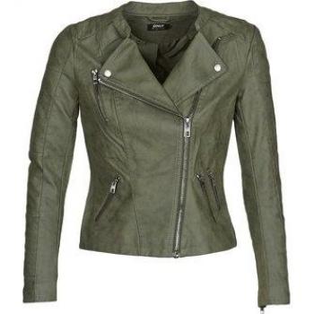 Cazadora biker Only para mujer en polipiel color kaki