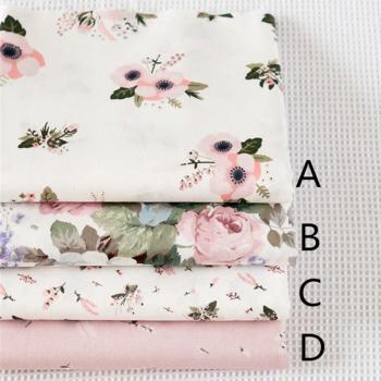 Tela de retales rosa con diseño floral 160cm x 50cm