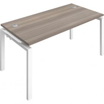 Grey Oak Telescopic Sliding Bench Extension for Two – 1400 × 800, Cable Port, White Frame