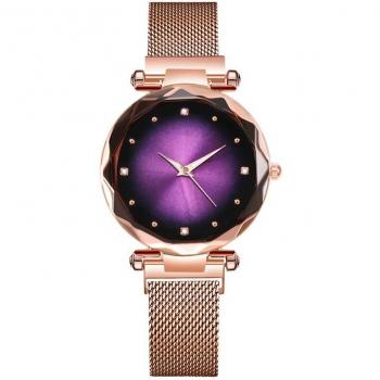 Reloj Lujo Imitación con Pulsera Magnética en Oro Rosa