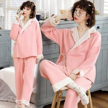 Ropa de dormir invierno para madres lactantes con tejido suave