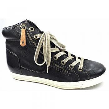 Schwarze Damen Sneaker Paul Green 1230‑811 aus Leder, Größe 4 1/2, Schnürung + Reißverschluss