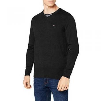 Pulover Tommy Hilfiger - CORE COTTON-SILK VNECK culoare gri