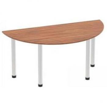 Impulse 1600mm Semi‑Circle Table with Walnut Finish and Al‑Brushed Post Legs