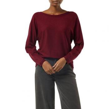Comma Bordeaux U-Boot-Ausschnitt Pullover