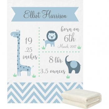 Cute Jungle Animals Fleece Baby Blanket - 30x40 Inches / 48x60 Inches