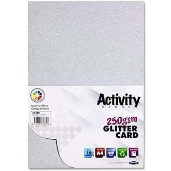 Premier Stationery A4 Glitter Card - Silver (Pack of 10)
