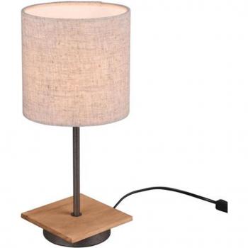 Elmau Lampada Da Tavolo Base Legno Con Paralume Sabbia H. 40Cm