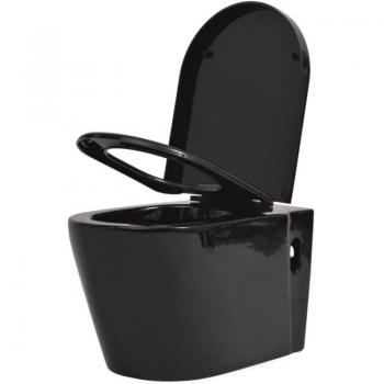 Copriwater da bagno in ceramica a parete, vaso sospeso nero