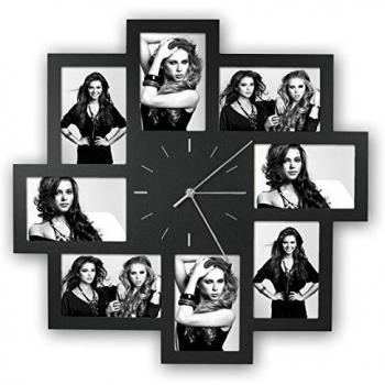 Horloge décorative à 8 cadres 10x15 cm, couleur noire – ZEP PC008B