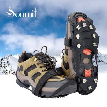 Soumit 10er Manganstahl Steigeisen für Schuhe - Anti-Rutsch Spikes für Schnee und Klettern