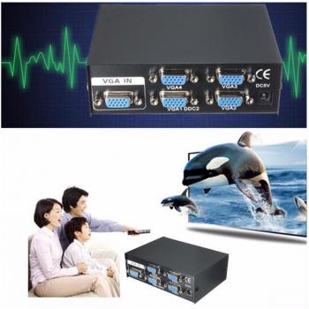 Splitter VGA 4 Porte 200 MHz con Alimentatore DC - Risoluzione Fino a 1920x1440